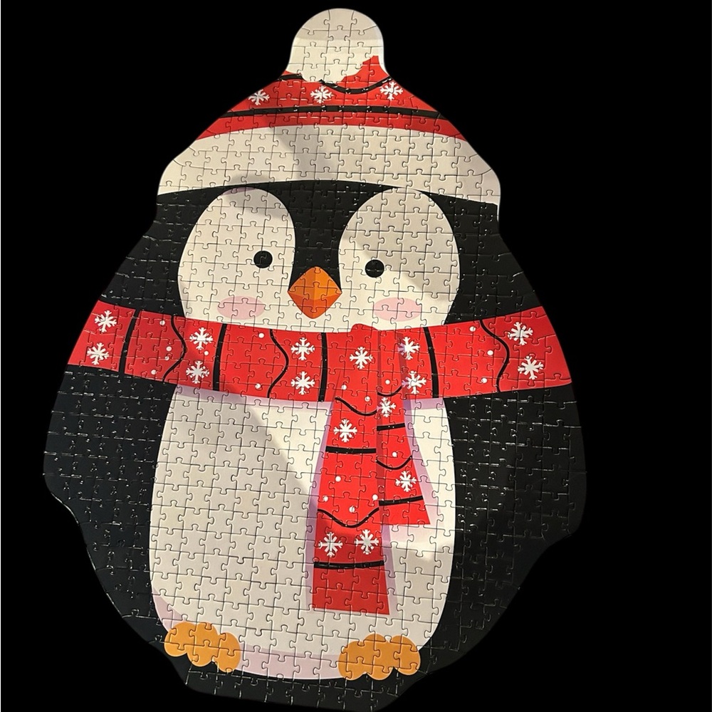Penguin Shaped Puzzle with Red Scarf